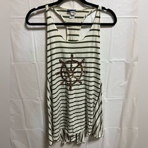 Sperry Cover Up. Size Xsmall. Olive Green, Off White/ Beige with Gold.